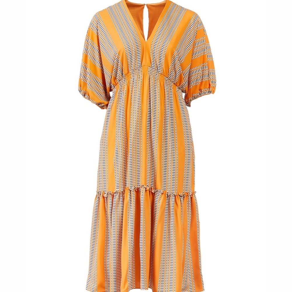 Taylor Yellow and White Puff Sleeve Sundress - Picture 4 of 14